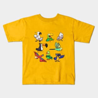 Cartoon Tropical Birds Kids T-Shirt